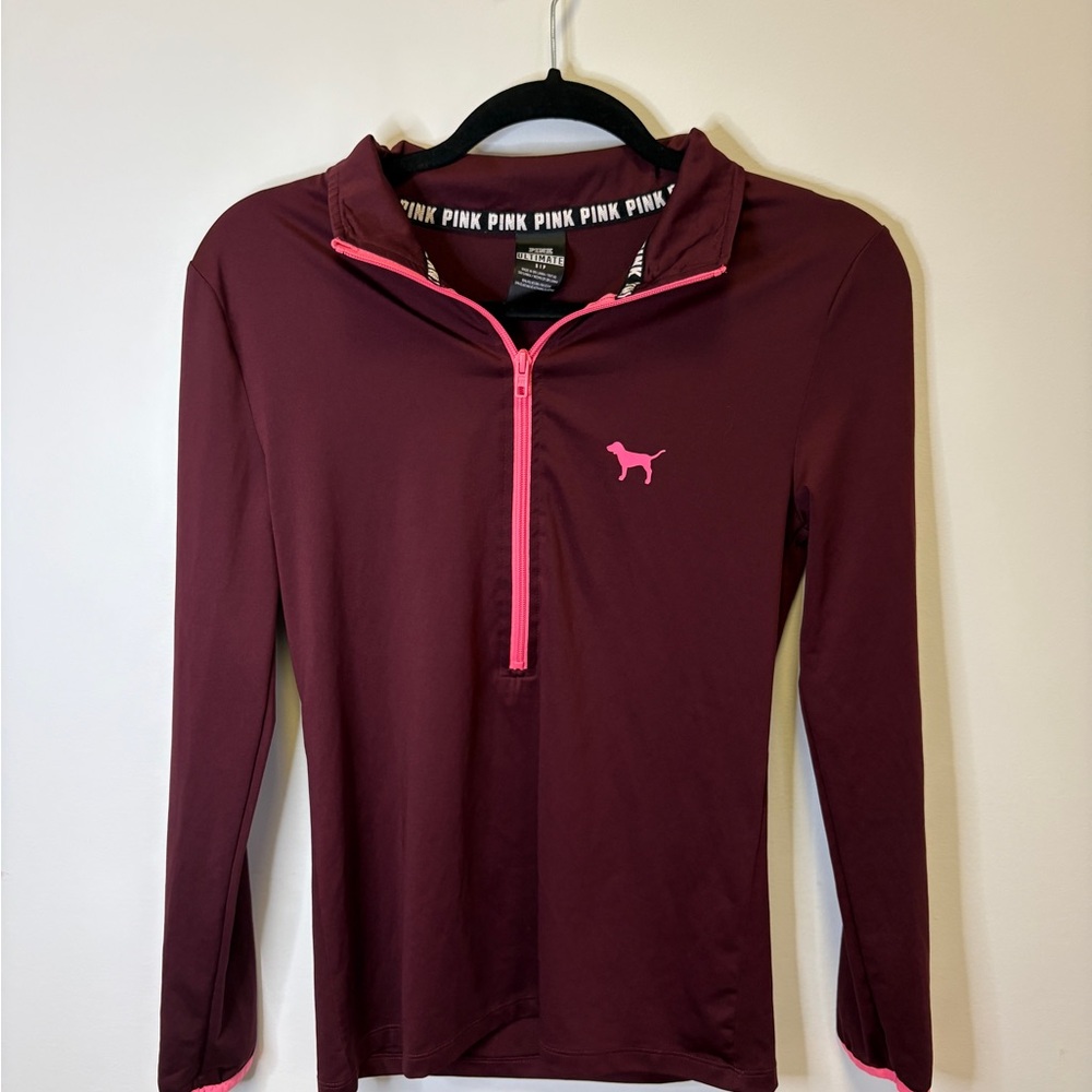 Victoria's Secret PINK Burgundy and Pink Zip Pullover
